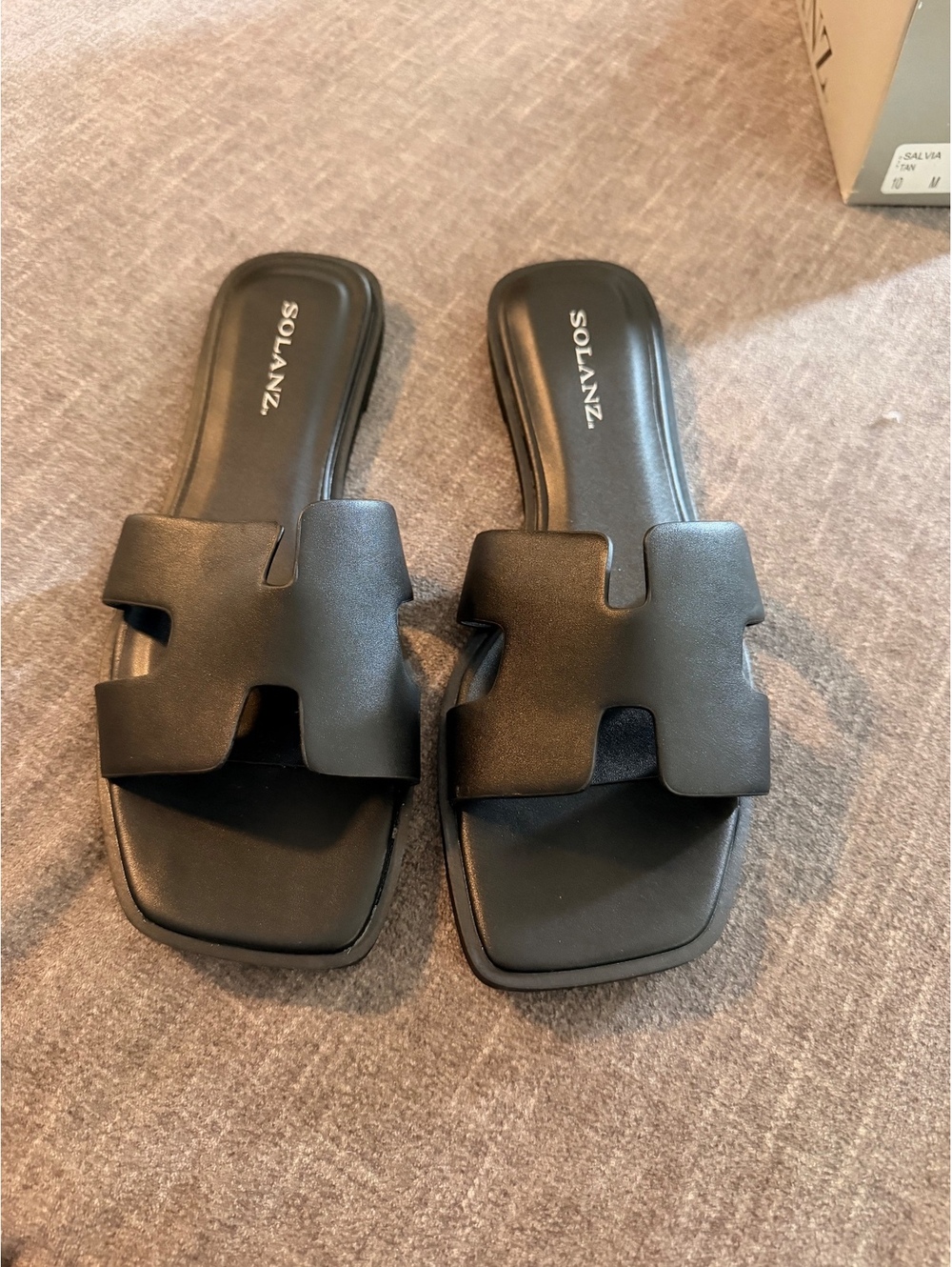 Solanz Women's Slide Sandals Size 10 Black Salvia